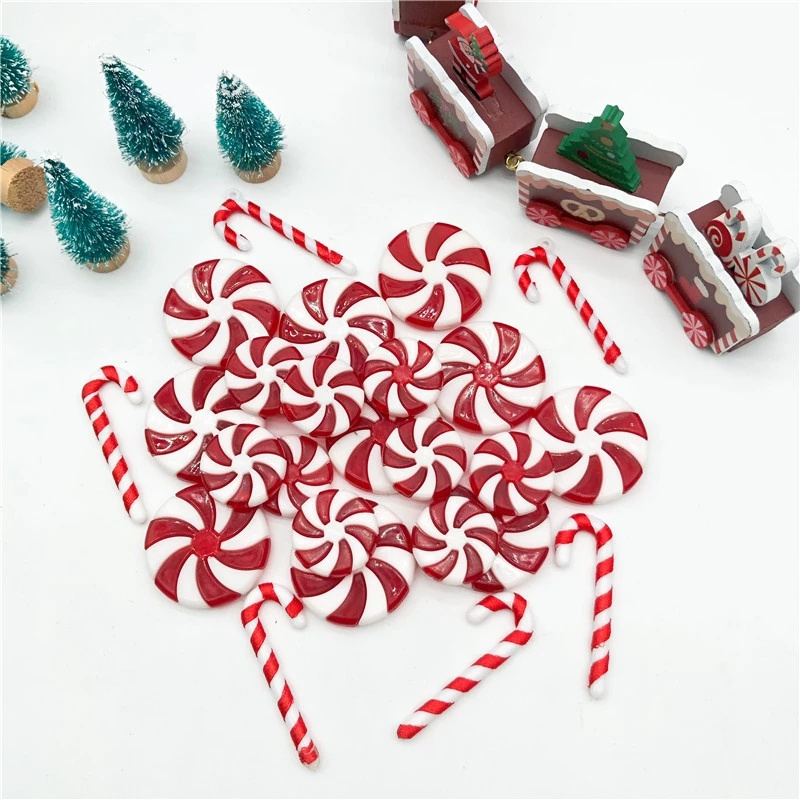 Christmas Candy Artificial Lollipop Cane Christmas Tree Ornaments Home Decor DIY Light String Accessories Peppermint Candy