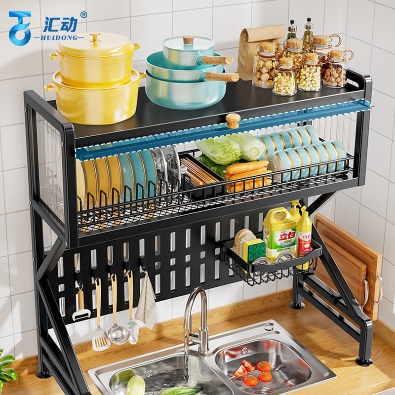 Kitchen multifunctional Sink Shelf cutlery holder Countertop Dish drying rack with Door cocina storage racks shelving units