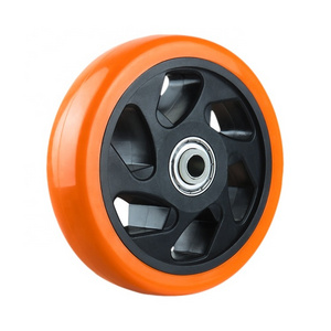 Medium Heavy Duty Black/White Lacquer Castor Wheel With Orange PU Wheel For Trolley casters