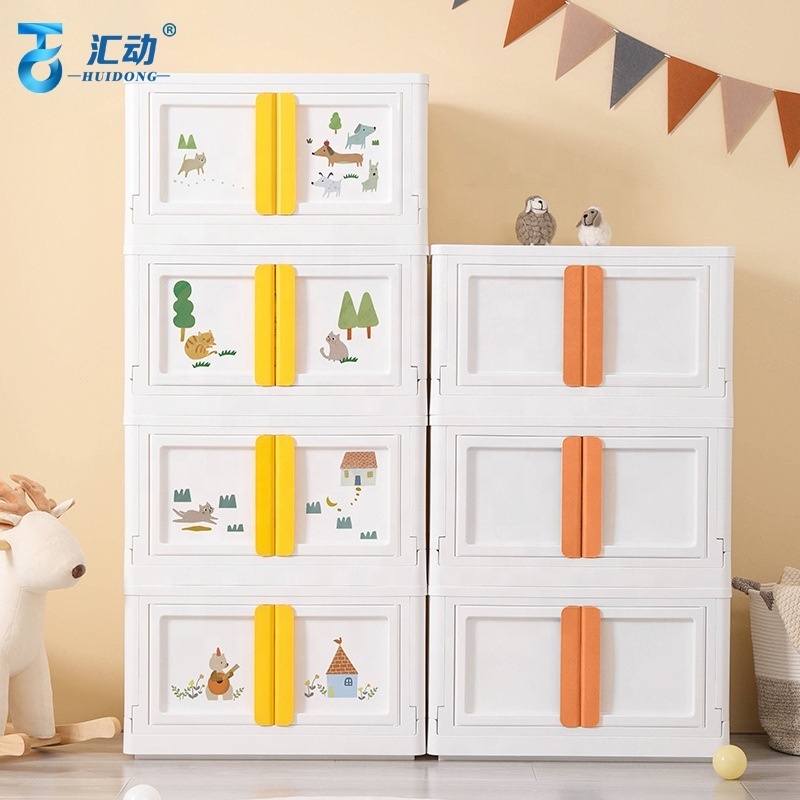 portable foldable combination wardrobe draw clothes toy sundries kids wardrobe Plastic two door baby stackable wardrobe designs