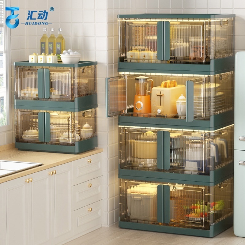 Modern free installation lazy wardrobe snack toy home storage & organization transparent folding plastic combination wardrobe