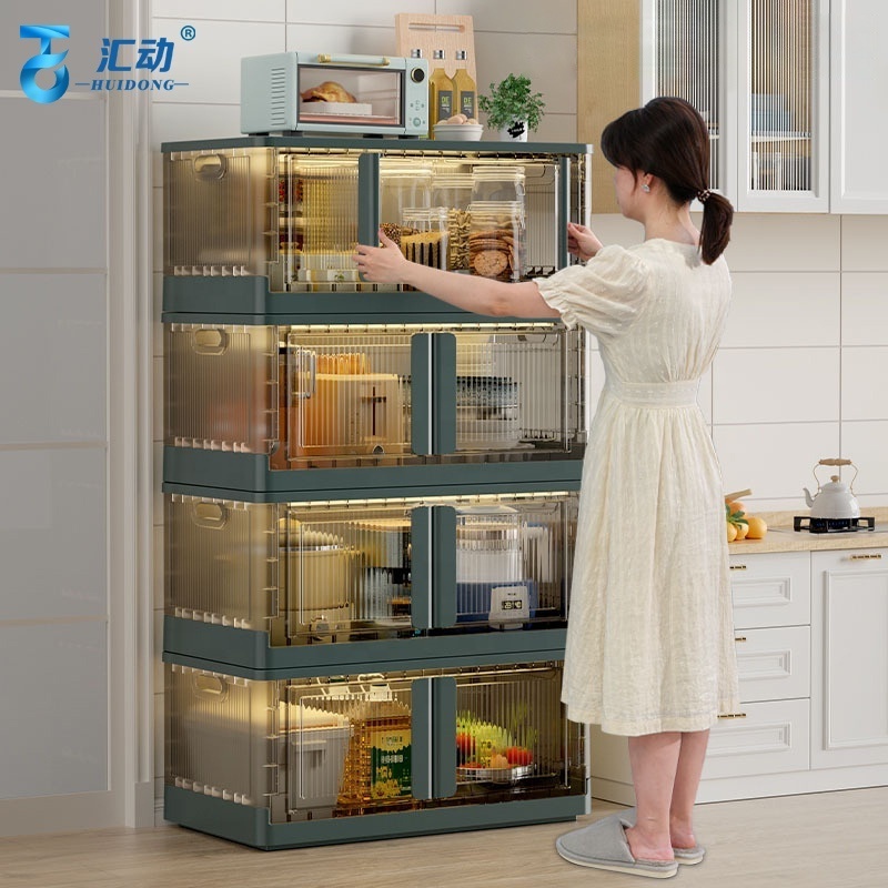 Modern free installation lazy wardrobe snack toy home storage & organization transparent folding plastic combination wardrobe