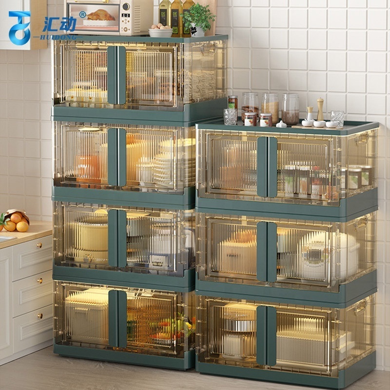 Modern free installation lazy wardrobe snack toy home storage & organization transparent folding plastic combination wardrobe