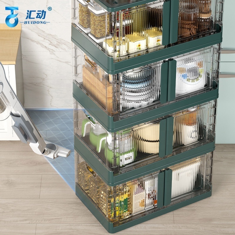 Modern free installation lazy wardrobe snack toy home storage & organization transparent folding plastic combination wardrobe