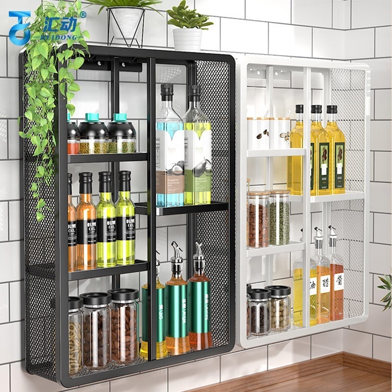 home storage & organization wall mounted spice jars kitchen shelf Multifunctional corner jars oil storage racks shelving units