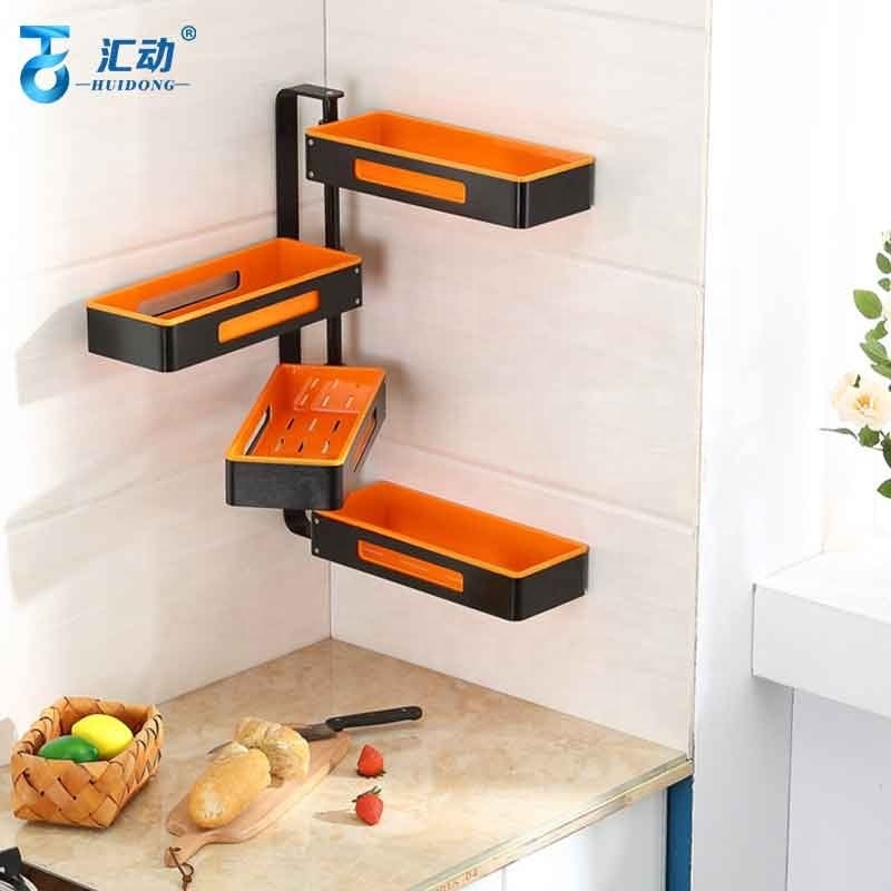 kitchen Corner Rotate Seasoning rack Oil salt sauce vinegar Household Knife Chopsticks Wall-mounted Multifunctional Storage Rack