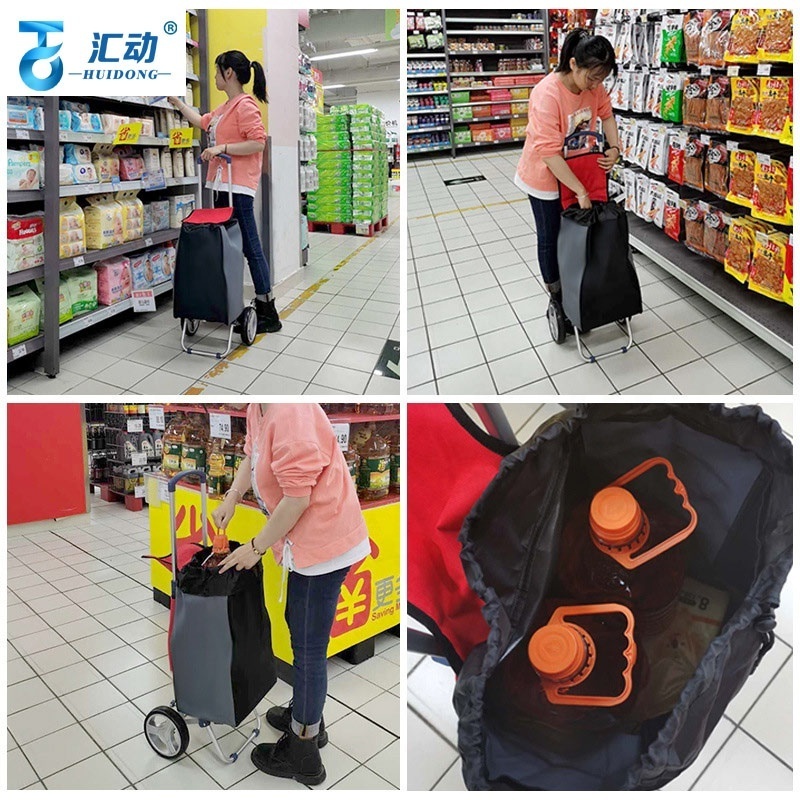 mini Ultralight supermarket shopping trolley bag luggage with wheels cart shopping folding trolley for elderly