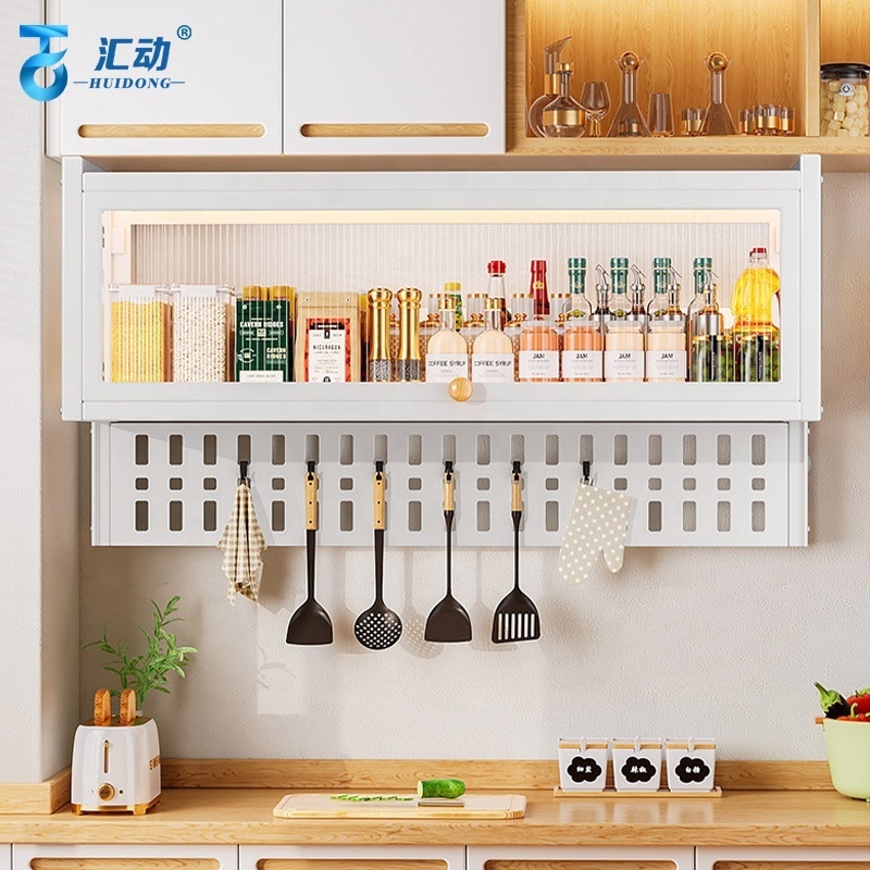 kitchen multifunctional wall mounted Storage Rack Seasoning Dish cloth Spatula Tableware storage cabinet