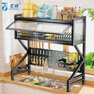 Kitchen multifunctional Sink Shelf cutlery holder Countertop Dish drying rack with Door cocina storage racks shelving units