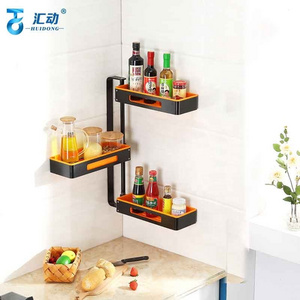 kitchen Corner Rotate Seasoning rack Oil salt sauce vinegar Household Knife Chopsticks Wall-mounted Multifunctional Storage Rack