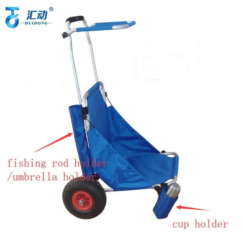 folding rolling aluminum fishing trolley cart fish cart caddy surf fishing beach cart for camping