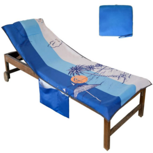 Beach Chair covers swimming lounge chair towel cover beach towels with pillow Sun Lounger Cover with Side Storage Pockets