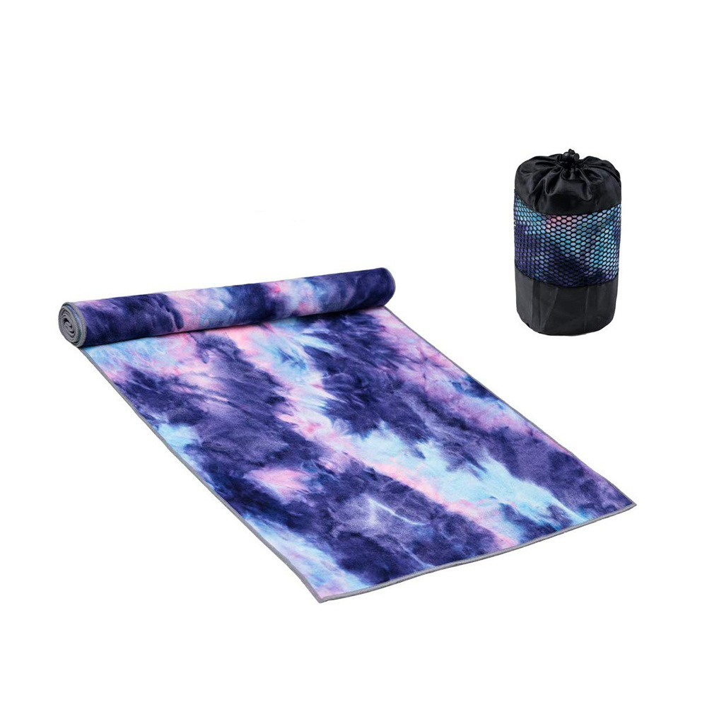 Custom Silicone Screen Printed Anti Slip Grip Yoga Mat Towel Microfiber Sports Gym Cotton Yoga Towel Non Slip For Hot Yoga