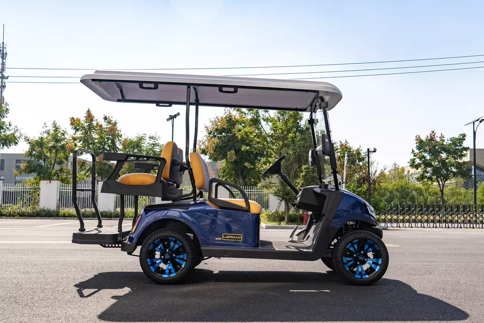 NEW Arrival LEROAD +2 Deluxe Luxury Blue and Yellow Foldable Seats Electric Golf Cart