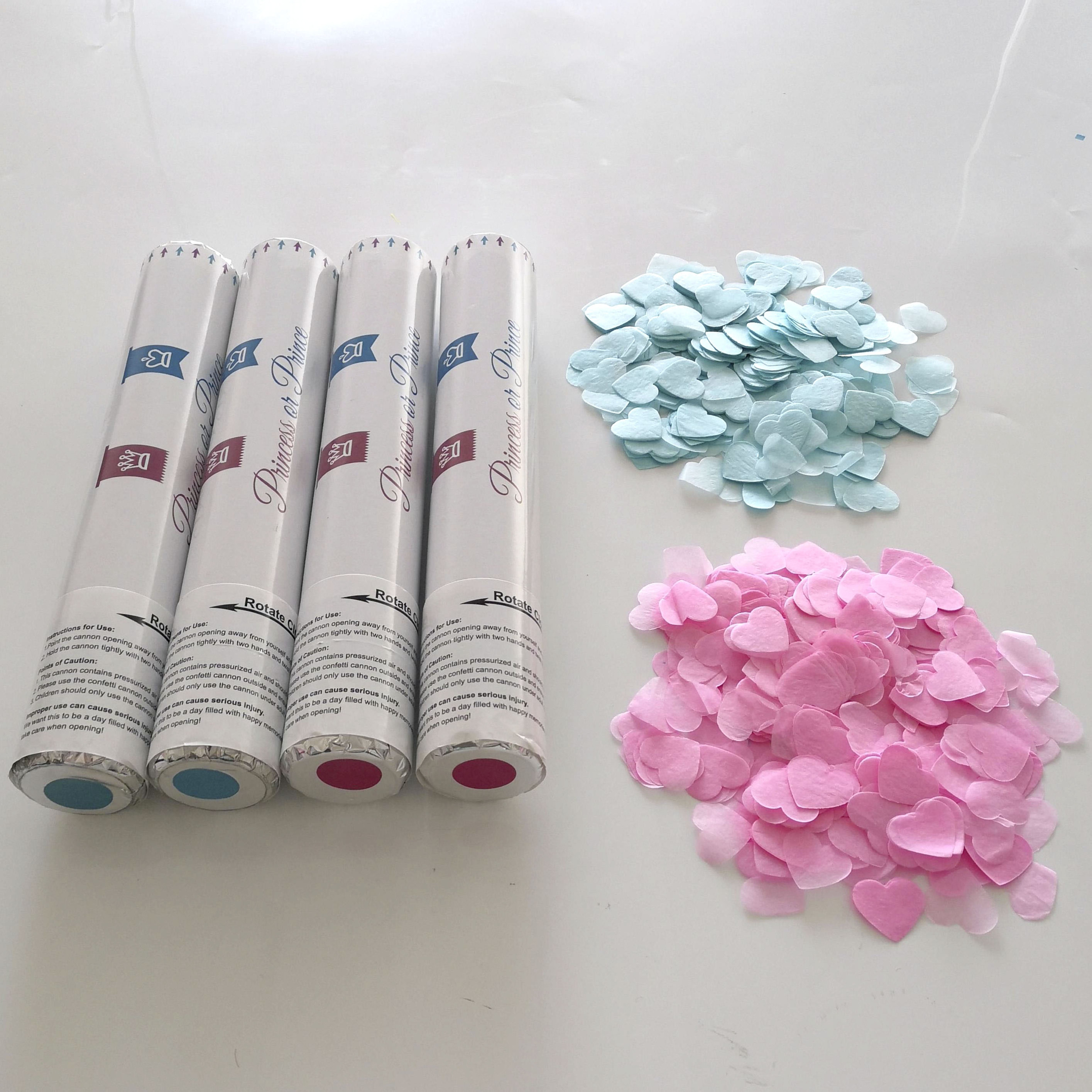 Gender Reveal Confetti Cannon Circle Heart Paper Biodegradable Confetti Party Popper With Customized Wrapping Paper