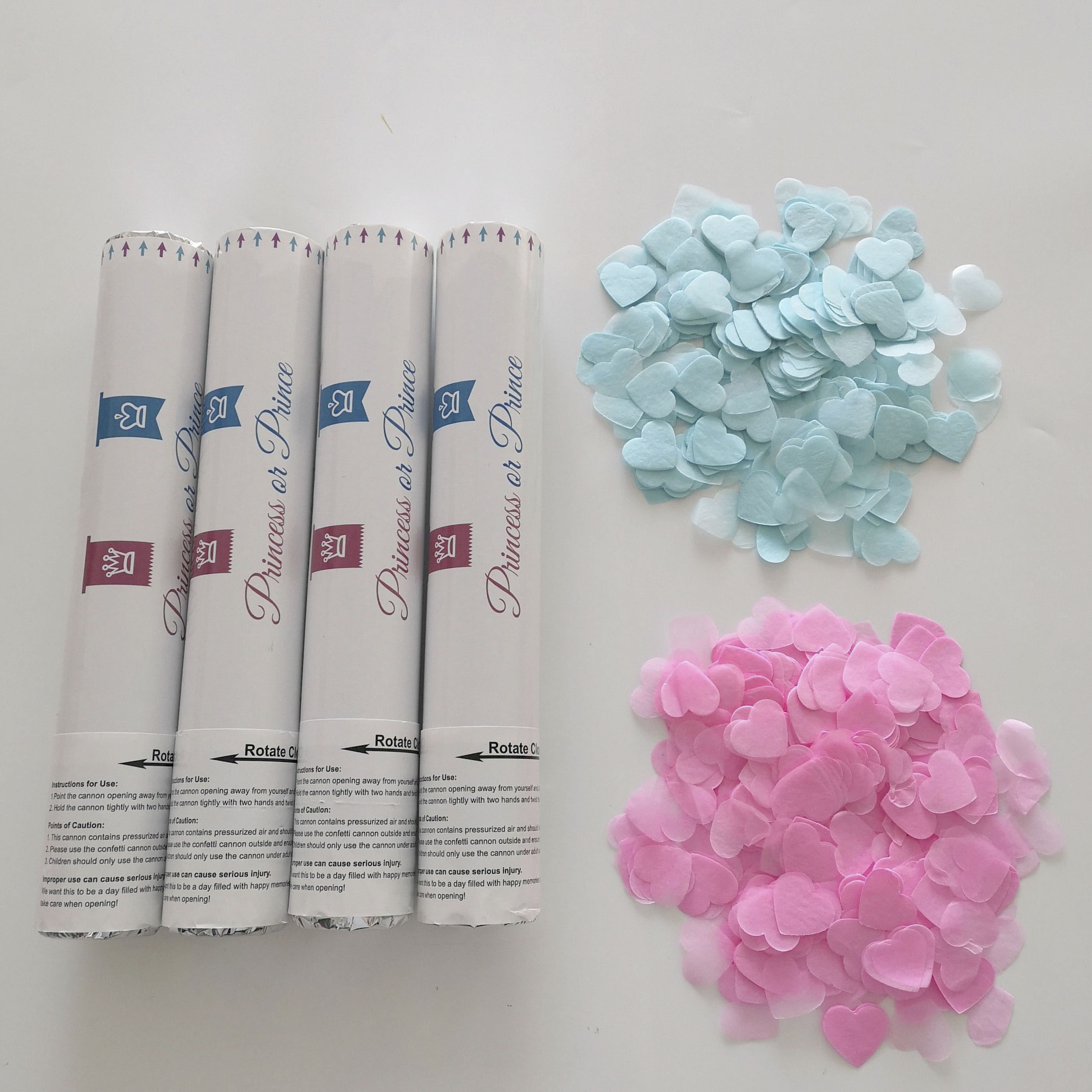 Gender Reveal Confetti Cannon Circle Heart Paper Biodegradable Confetti Party Popper With Customized Wrapping Paper