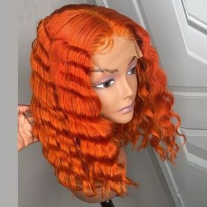 Top Quality Color #350 Deep Wave Frontal Lace Brazilian Bob Wigs, Unprocessed Hd Lace Frontal Wig Raw Indian Hair