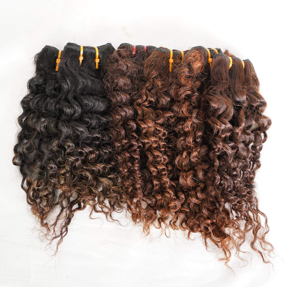 Free shipping cheap afro curly brazilian hair 20 bundles African women popular ombre color remy human hair weave extension