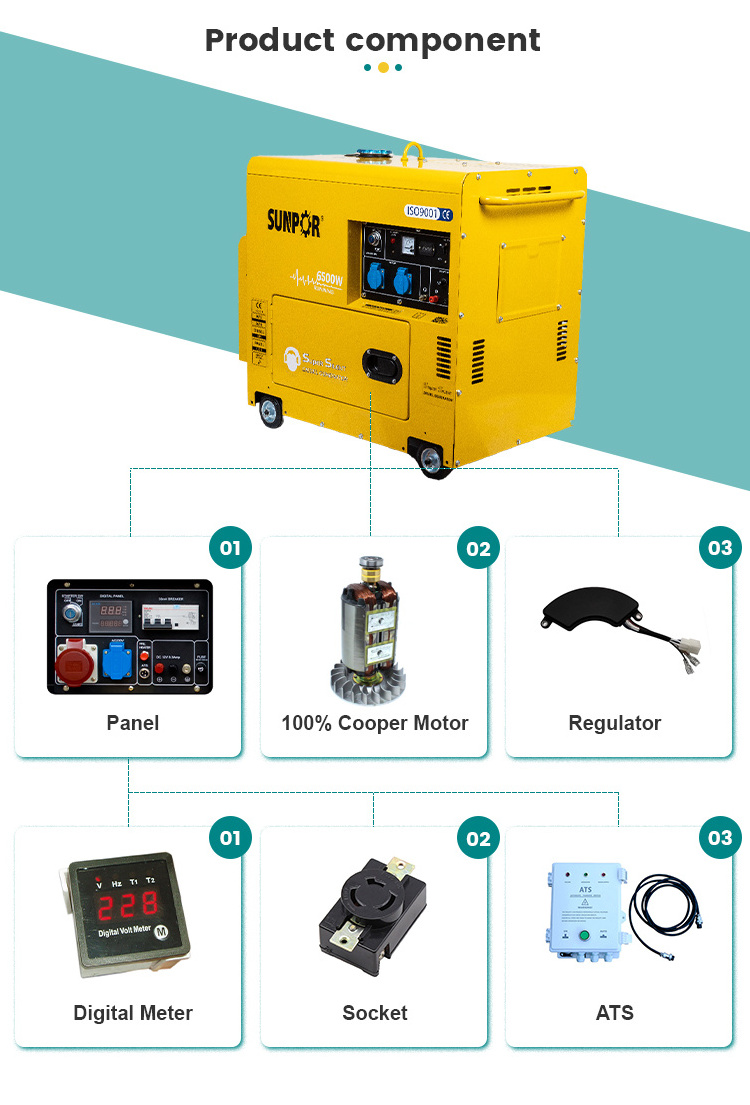 Energy Saving And Efficient Portable Diesel Generator Set 6 6.2 6.5 7KW 27.2 28.2A Small Diesel Generator For Remote Areas