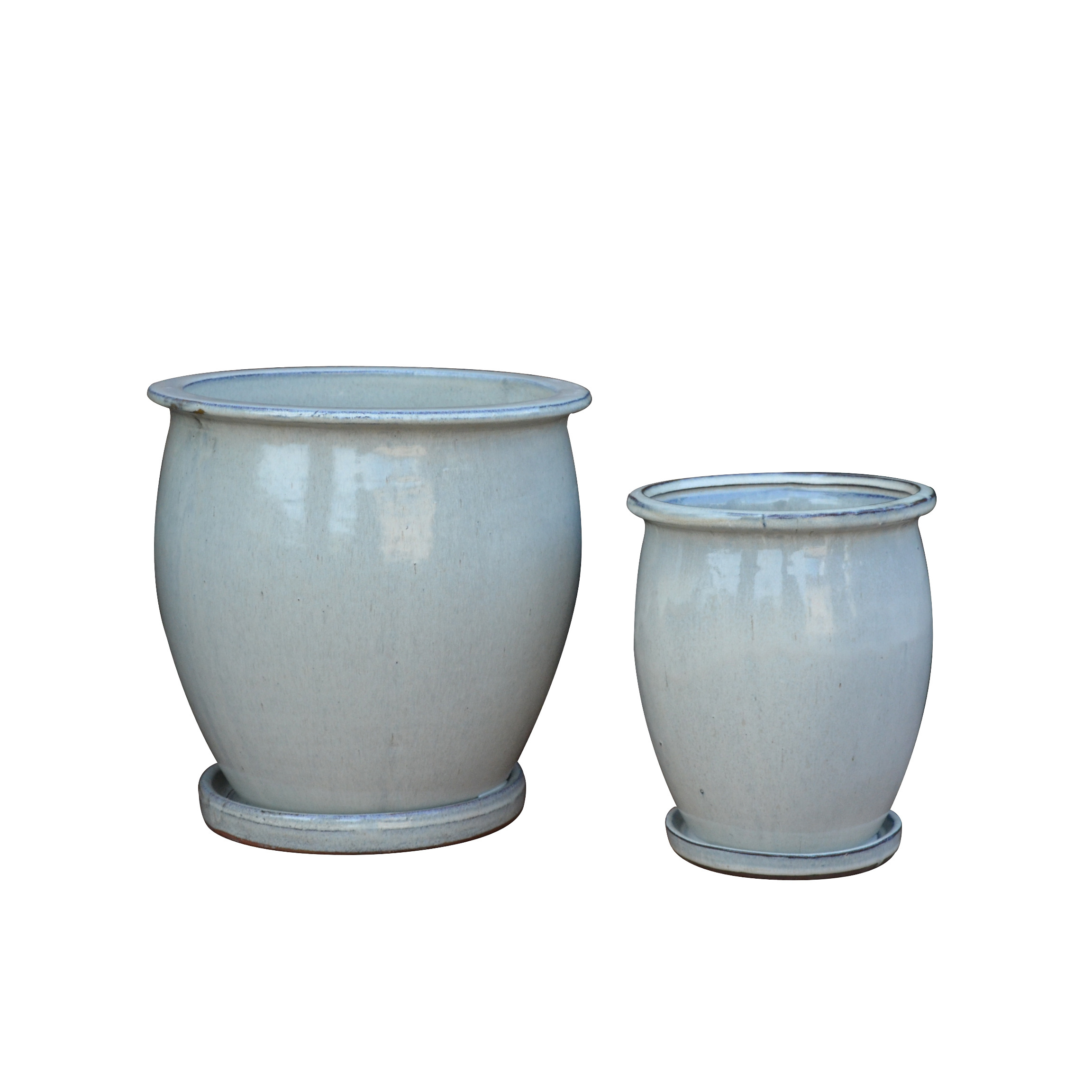 Wholesale Glazed Ceramic Attached saucer pot For Outdoor Decoration