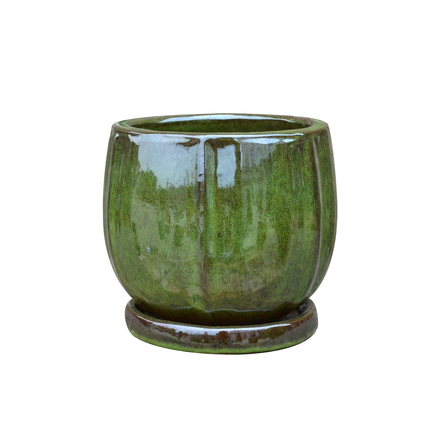 Cheap Of Good Quality Glazed Ceramic Attached saucer pot Breathable And Permeable For Outdoor And Indoor