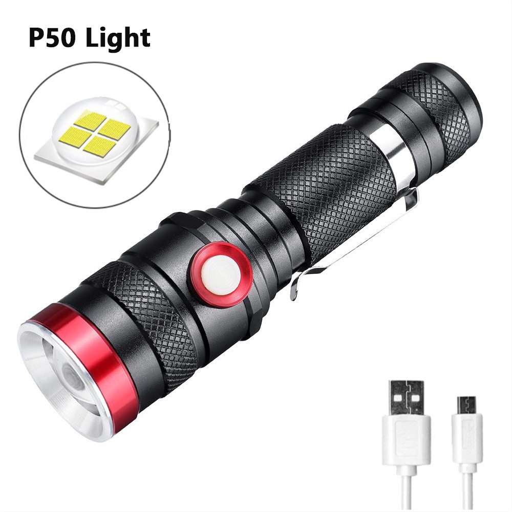 Hot Sale High Quality Aluminum Alloy Flash Light USB Rechargeable Torch Outdoor Portable Linterna Zoom LED Flashlights