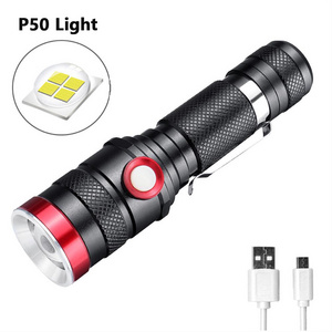 Hot Sale High Quality Aluminum Alloy Flash Light USB Rechargeable Torch Outdoor Portable Linterna Zoom LED Flashlights