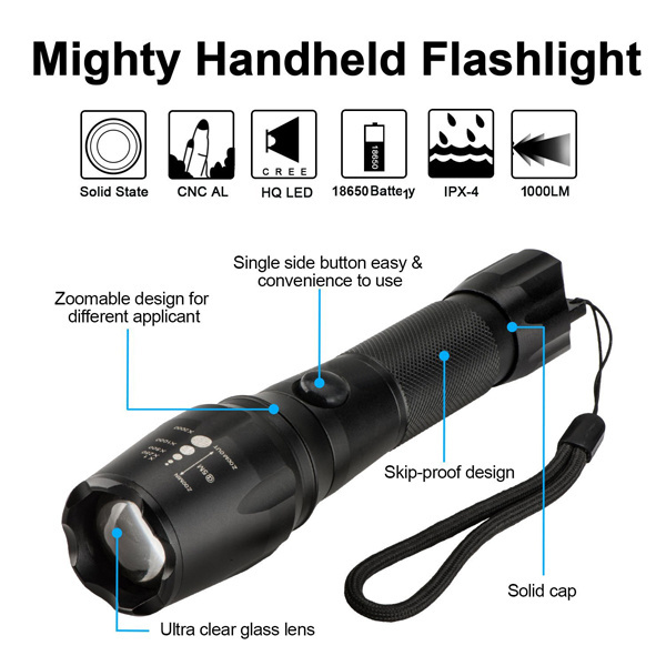 Powerful Long Range Tactical G700 Zoom USB LED Rechargeable Flashlight 10W T6 Aluminum EDC Flashlight Camping XM-L T6