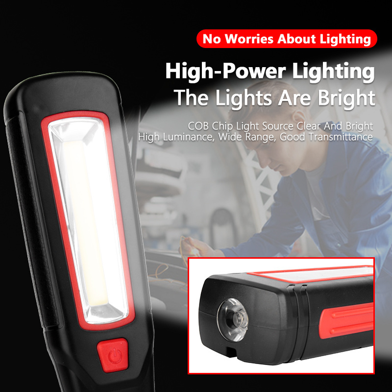 New Multifunctional COB Work Lamp Flashlight Car Maintenance Handheld Work Light With Magnet And Hook