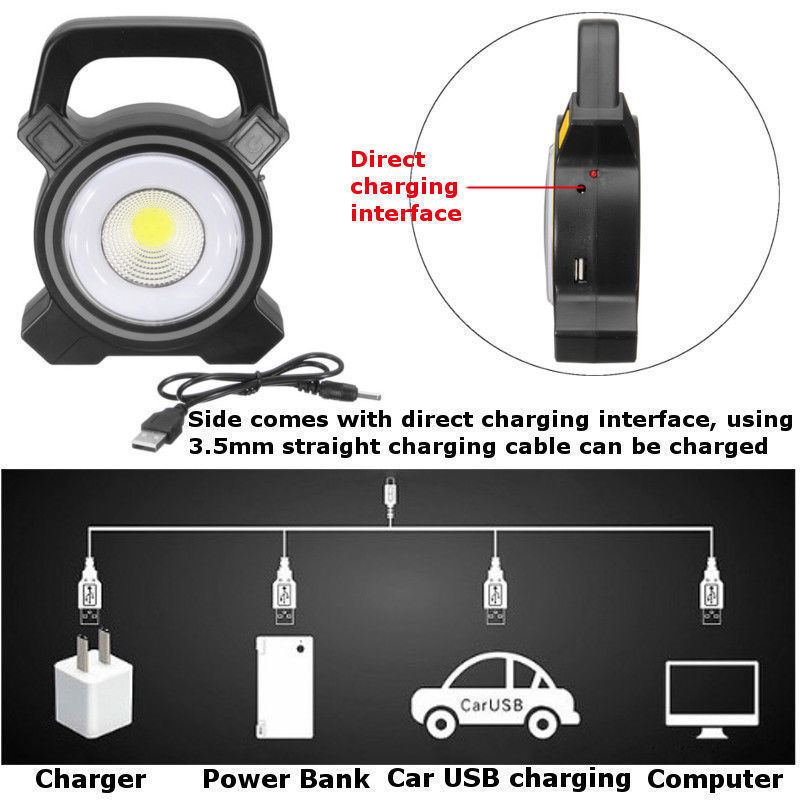 COB Solar Camping Lights Outdoor Waterproof Work Lamp Usb Rechargeable Emergency Lighting Led Lamp