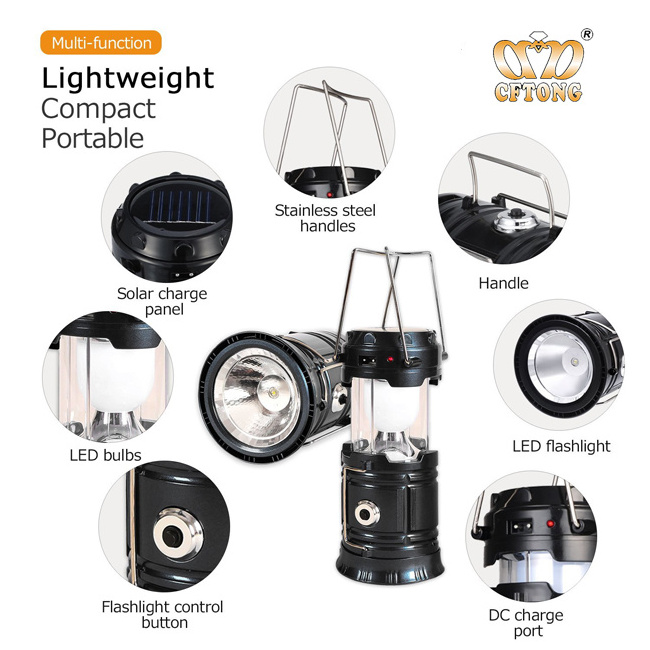 Factory Wholesale Price LED Solar Camping Lantern Outdoor Solar Night Lamp Fishing Emergency Camping Light