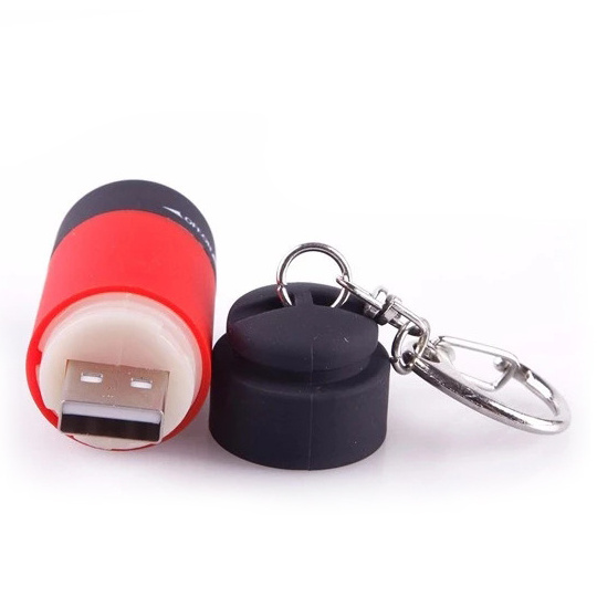 New Mini Keychain Pocket Torch Light OEM Rechargeable LED USB Keychain Flashlight Lamp