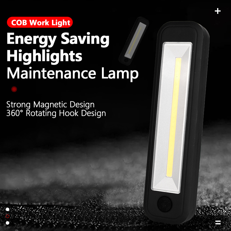 4xAA Battery Operated Super Bright COB Multi-Function Working Lamp With Strong Magnet And Hook