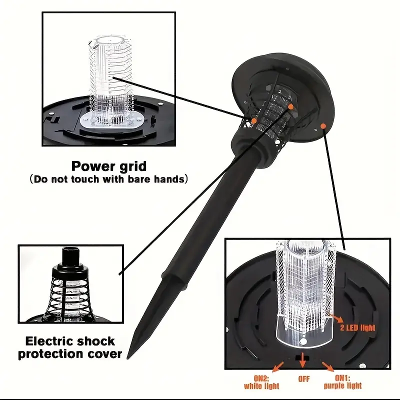 Solar Mosquito Killer Lamp Waterproof Solar Powered Insect Killer Lamp For Indoor And Outdoor Use Yard Orchard