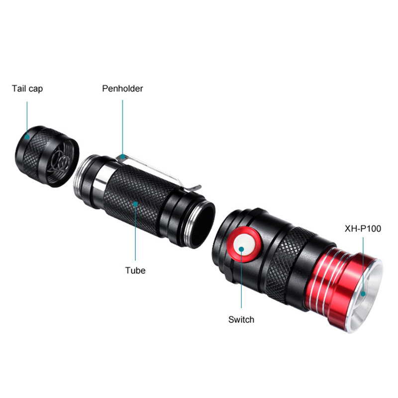 Hot Sale High Quality Aluminum Alloy Flash Light USB Rechargeable Torch Outdoor Portable Linterna Zoom LED Flashlights