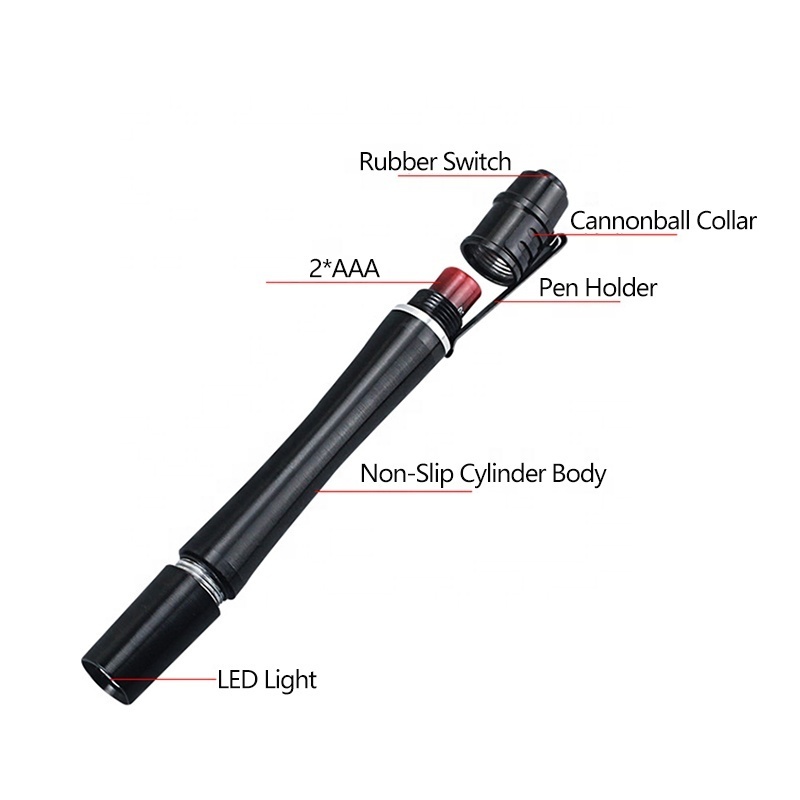 Hot Medical Pen Light Mini Aluminium Alloy Waterproof Flashlight UV Pupil Lamp Flashlight With Pen Holder