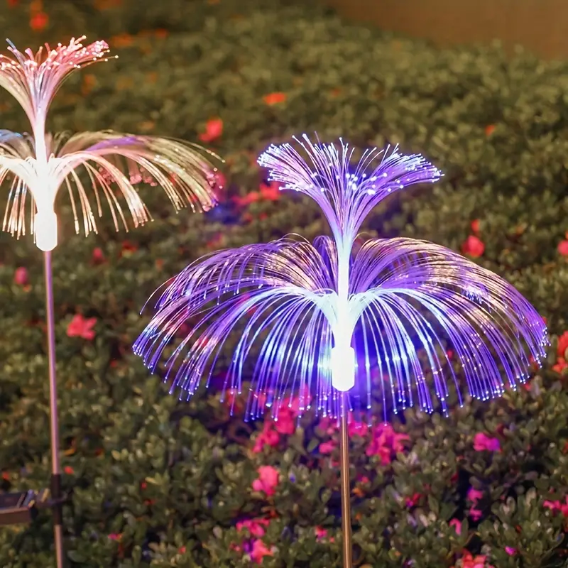 Solar Lights Colorful Changing Fiber Optic Jellyfish Lights Villa Garden Yard Ground Outdoor Landscape Night Lights