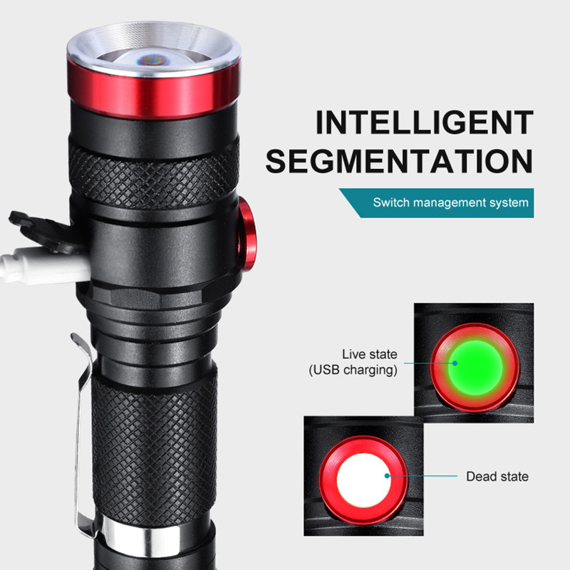 Hot Sale High Quality Aluminum Alloy Flash Light USB Rechargeable Torch Outdoor Portable Linterna Zoom LED Flashlights