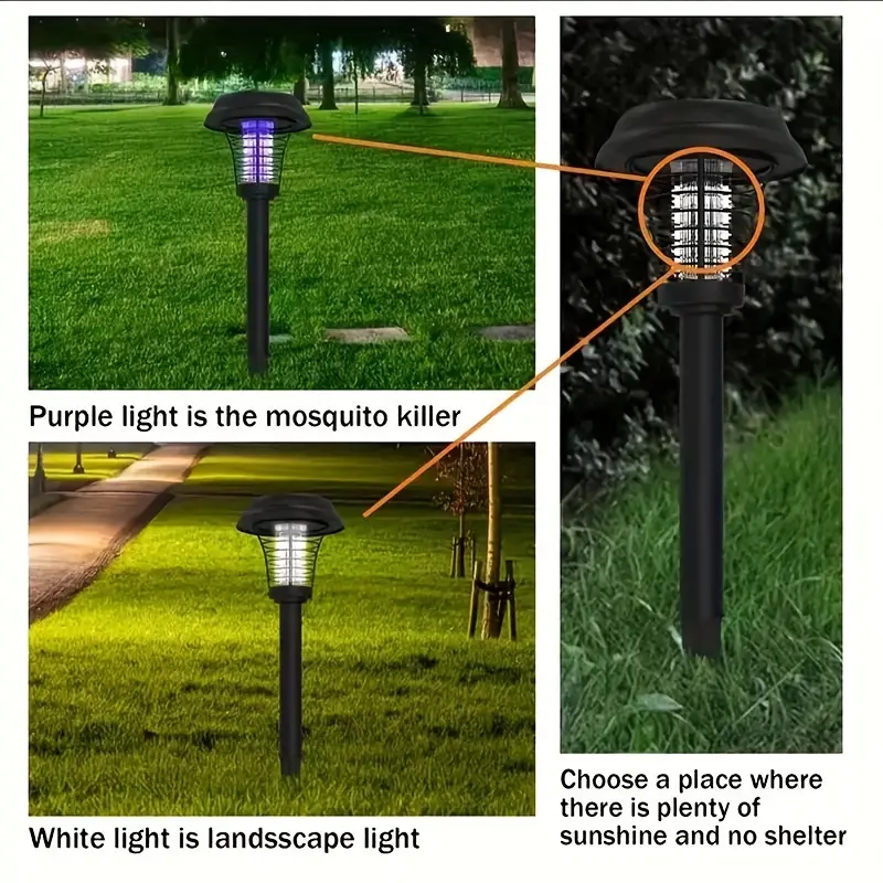 Solar Mosquito Killer Lamp Waterproof Solar Powered Insect Killer Lamp For Indoor And Outdoor Use Yard Orchard