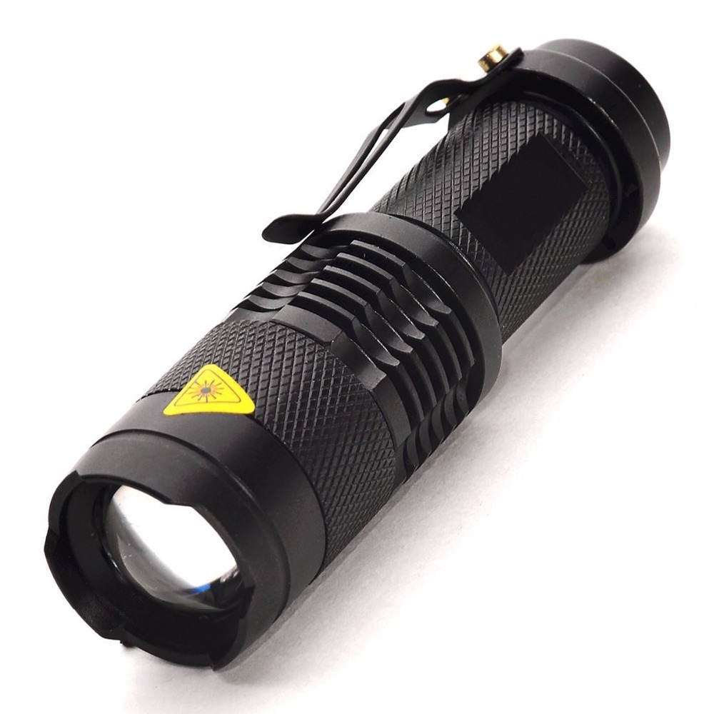 Customized High Power Waterproof Zoomable Mini Torch 18650/AA Powered Q5 Tactical Mini Led Flashlight with clip for Camping