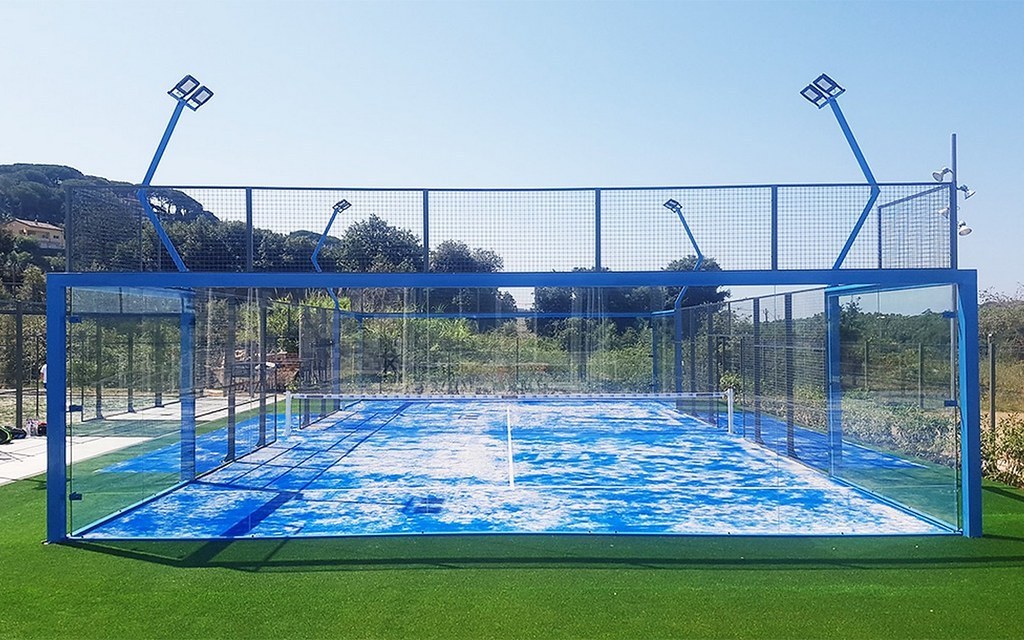 Professional Panoramic Padel Court with High Quality PU coated Artificial Grass for Paddle Court Players