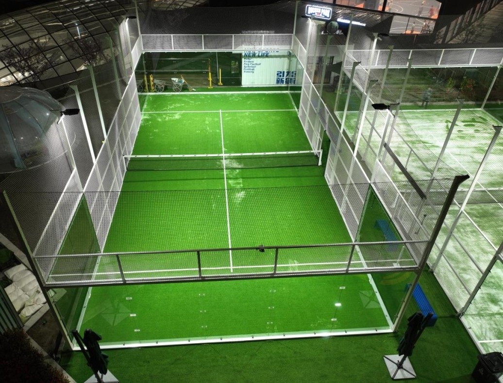 Professional Panoramic Padel Court with High Quality PU coated Artificial Grass for Paddle Court Players