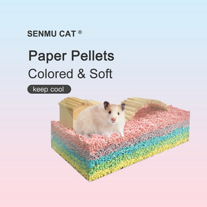 Breathable Deodorize Pet Bedding Keep Dry Paper Rainbow Shaving Paper Pellets Recycled Hamster Litter