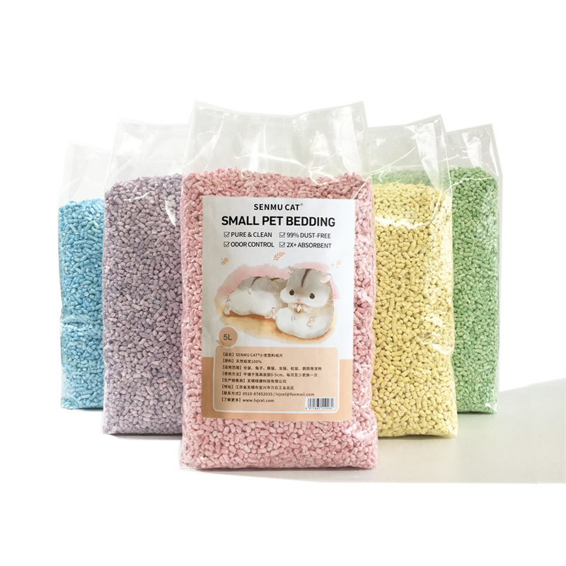 Breathable Deodorize Pet Bedding Keep Dry Paper Rainbow Shaving Paper Pellets Recycled Hamster Litter