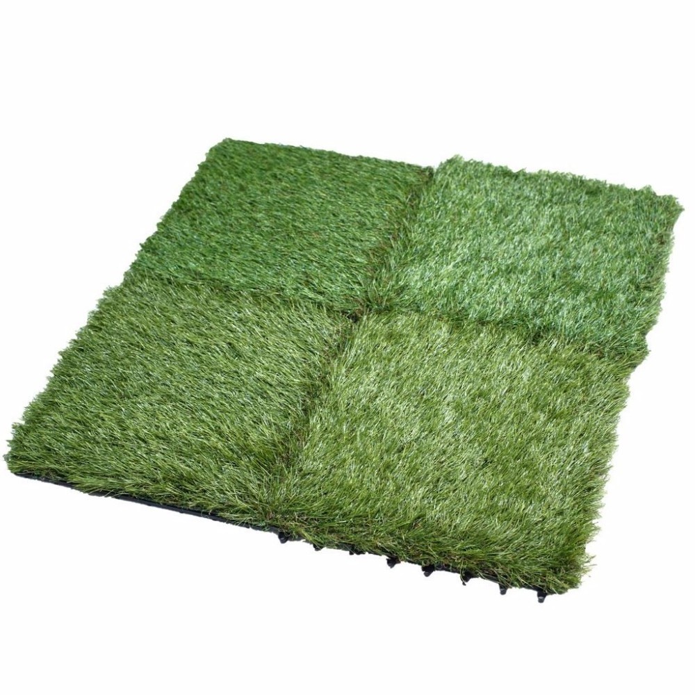 DIY Outdoor  Balcony Interlocking Floor Artificial Grass Tiles For Landscaping