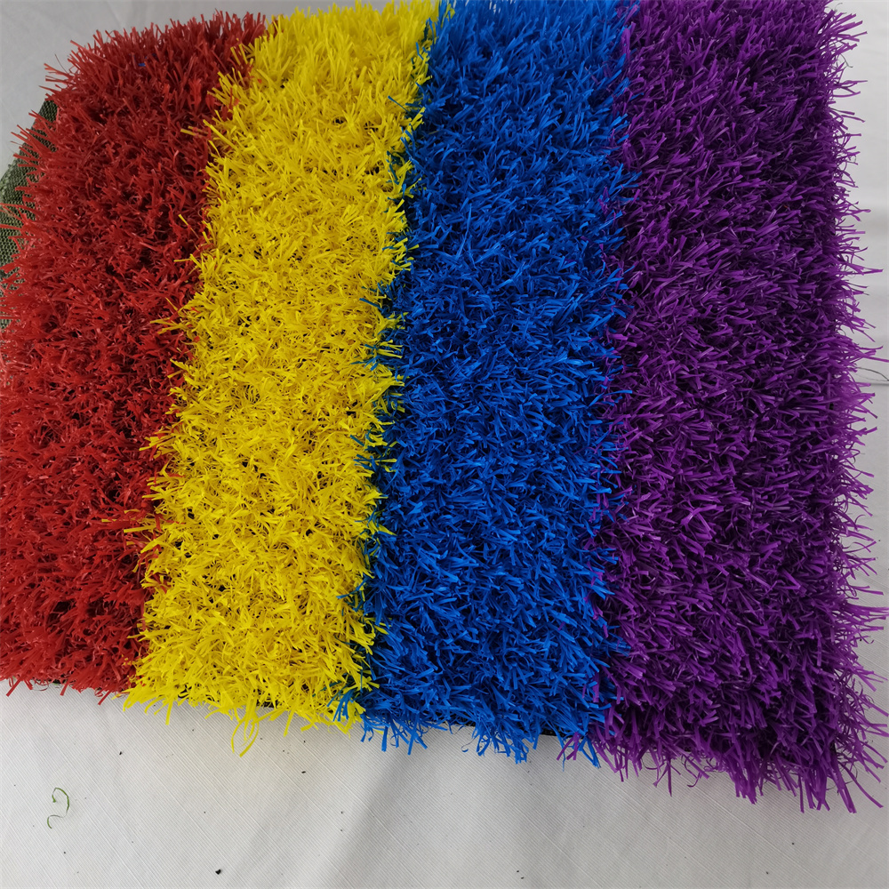 Customization rainbow grass for Kindergarten colorful artificial lawn for playground cheap red yellow purple blue grass