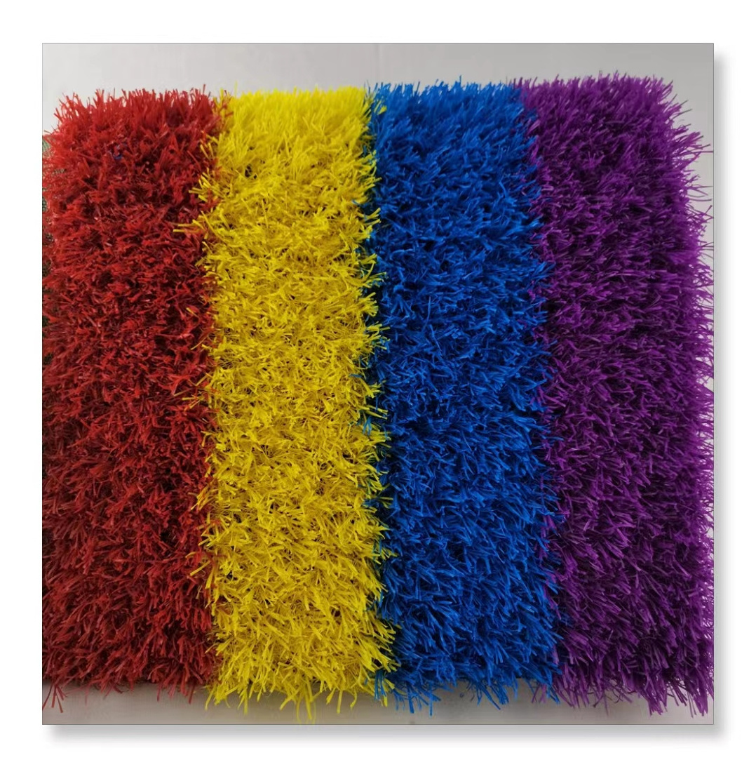 Customization rainbow grass for Kindergarten colorful artificial lawn for playground cheap red yellow purple blue grass