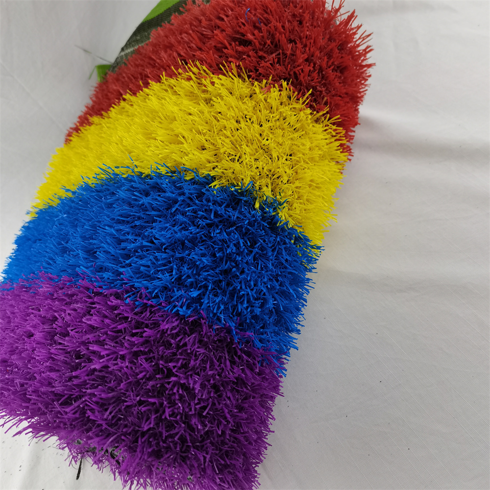 Customization rainbow grass for Kindergarten colorful artificial lawn for playground cheap red yellow purple blue grass