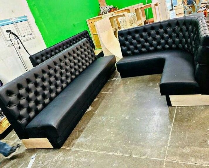 Industrial Restaurant Project Furniture Cafe Hamburger Shop KTV Club Metal Leather Sectional Restaurant Bar Sofa Booth Seating