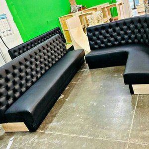 Industrial Restaurant Project Furniture Cafe Hamburger Shop KTV Club Metal Leather Sectional Restaurant Bar Sofa Booth Seating